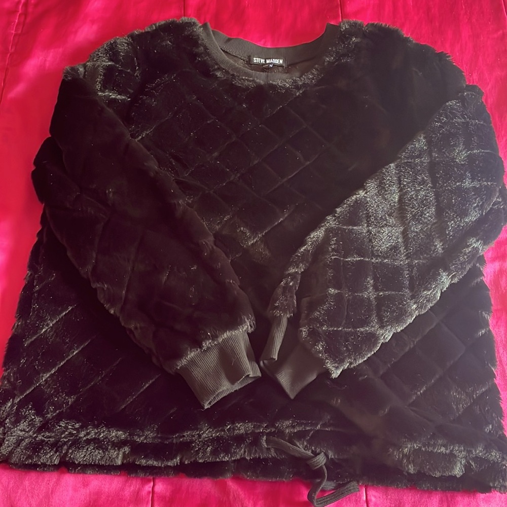 Steven Madden Fur Black Sweatshirt